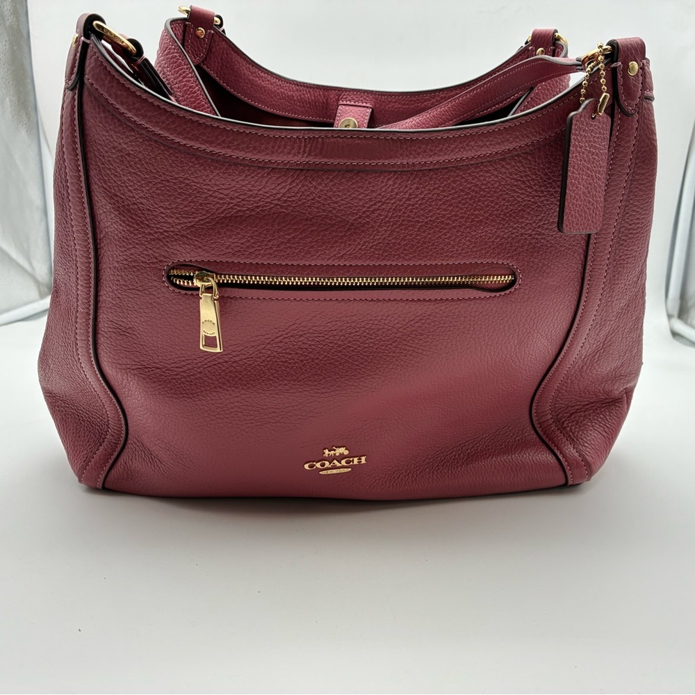 Coach Pebbled Leather Shoulder Bag in Wine